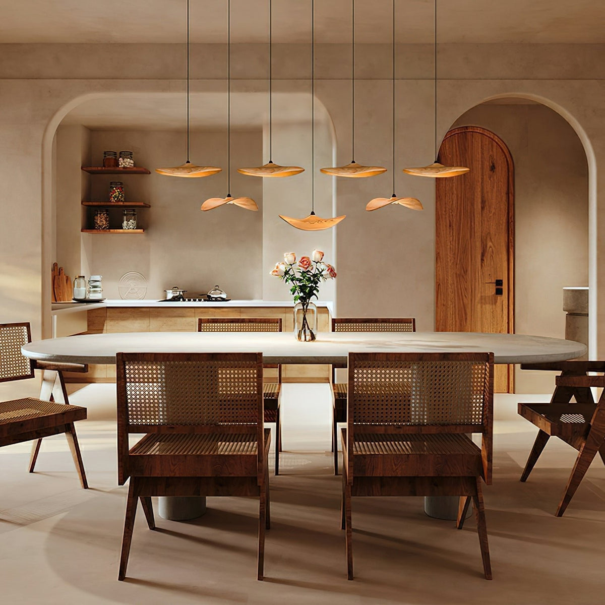 Candeeiro de lustre moderno minimalista em madeira, folha vazada Abbott