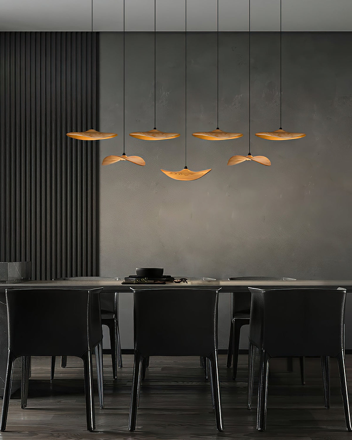 Candeeiro de lustre moderno minimalista em madeira, folha vazada Abbott