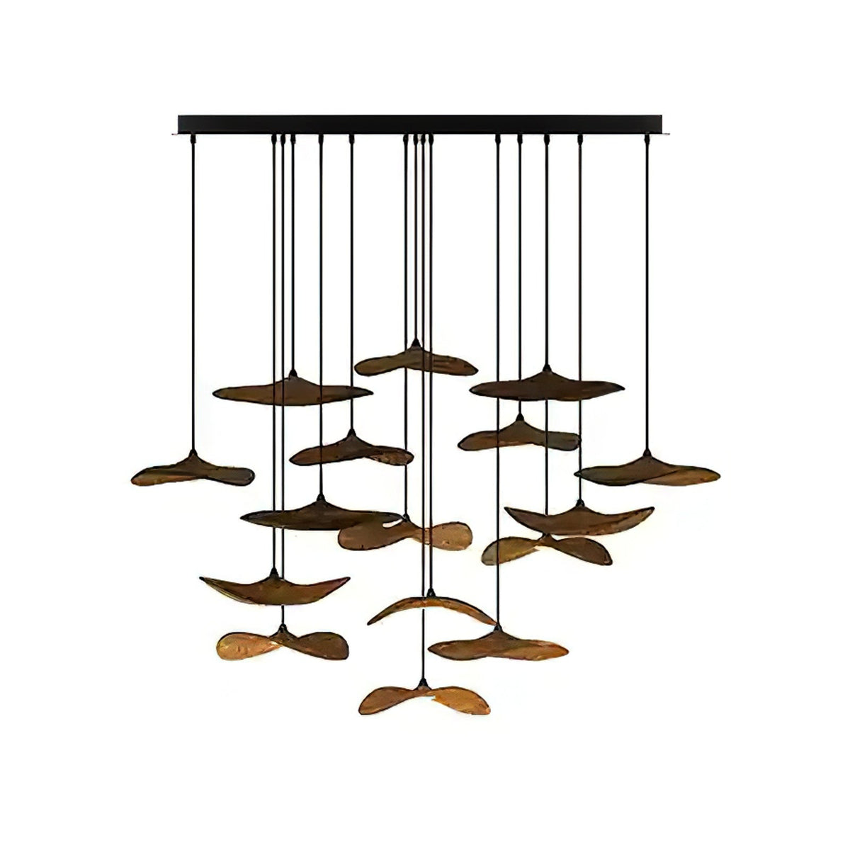 Candeeiro de lustre moderno minimalista em madeira, folha vazada Abbott