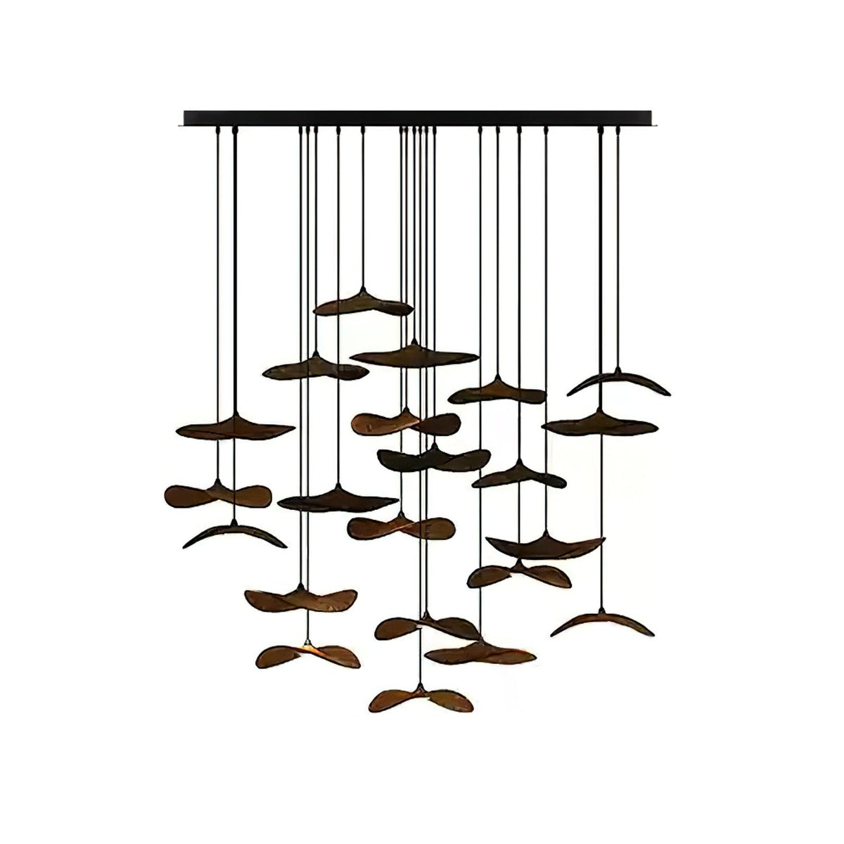 Candeeiro de lustre moderno minimalista em madeira, folha vazada Abbott