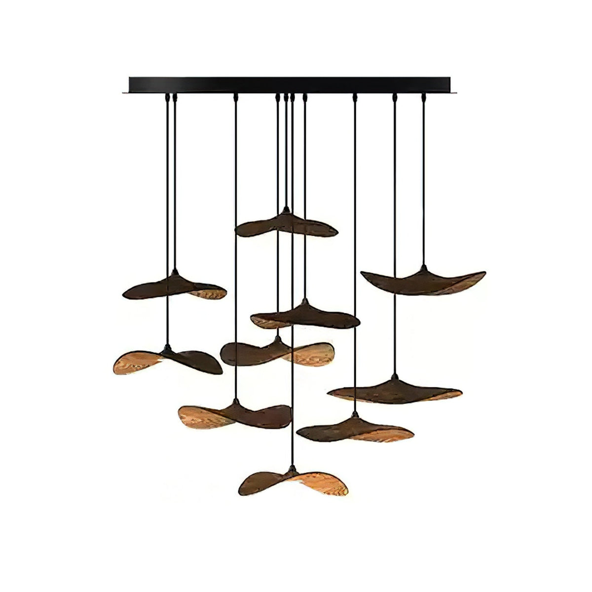 Candeeiro de lustre moderno minimalista em madeira, folha vazada Abbott