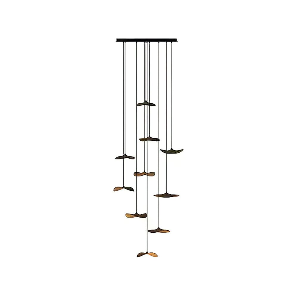 Candeeiro de lustre moderno minimalista em madeira, folha vazada Abbott