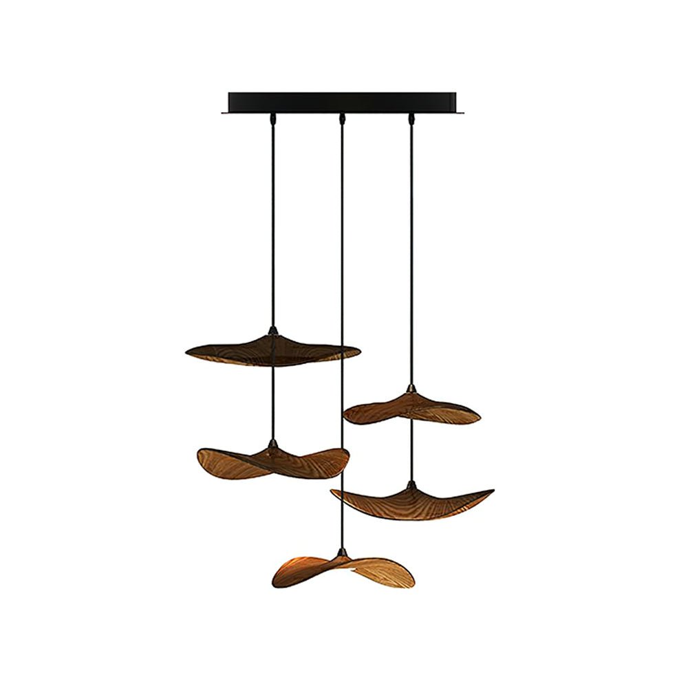 Candeeiro de lustre moderno minimalista em madeira, folha vazada Abbott