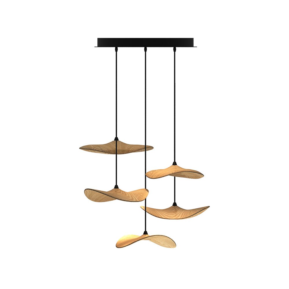 Candeeiro de lustre moderno minimalista em madeira, folha vazada Abbott