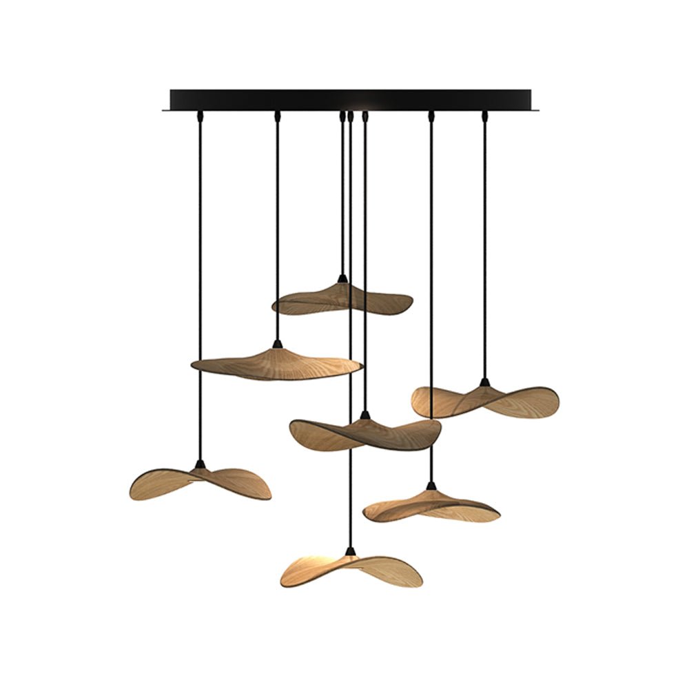 Candeeiro de lustre moderno minimalista em madeira, folha vazada Abbott