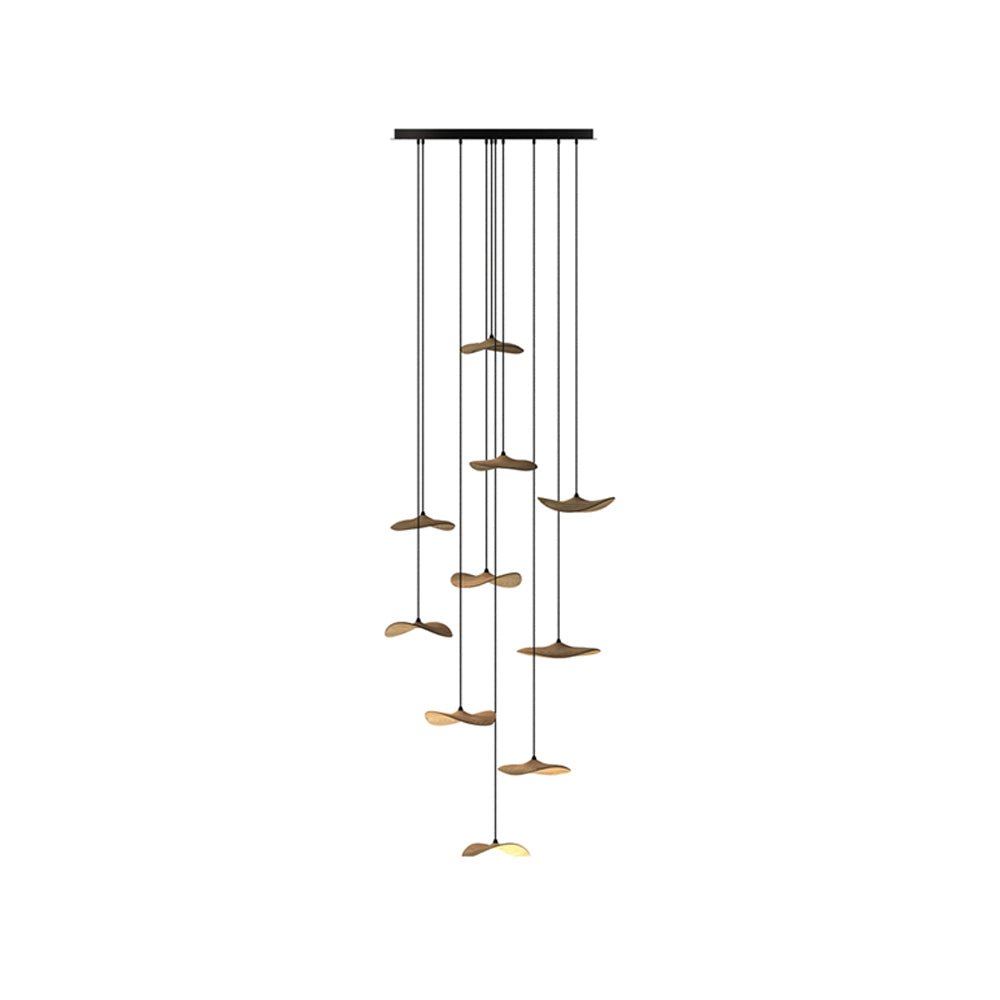 Candeeiro de lustre moderno minimalista em madeira, folha vazada Abbott