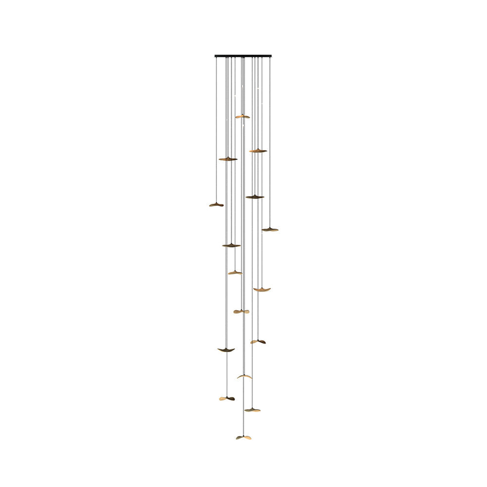 Candeeiro de lustre moderno minimalista em madeira, folha vazada Abbott