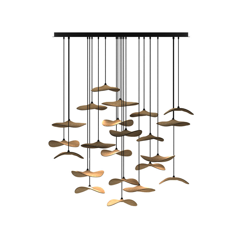 Candeeiro de lustre moderno minimalista em madeira, folha vazada Abbott