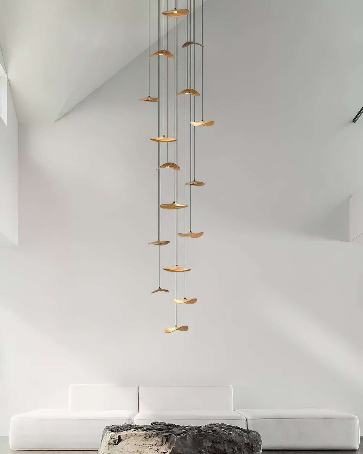 Candeeiro de lustre moderno minimalista em madeira, folha vazada Abbott