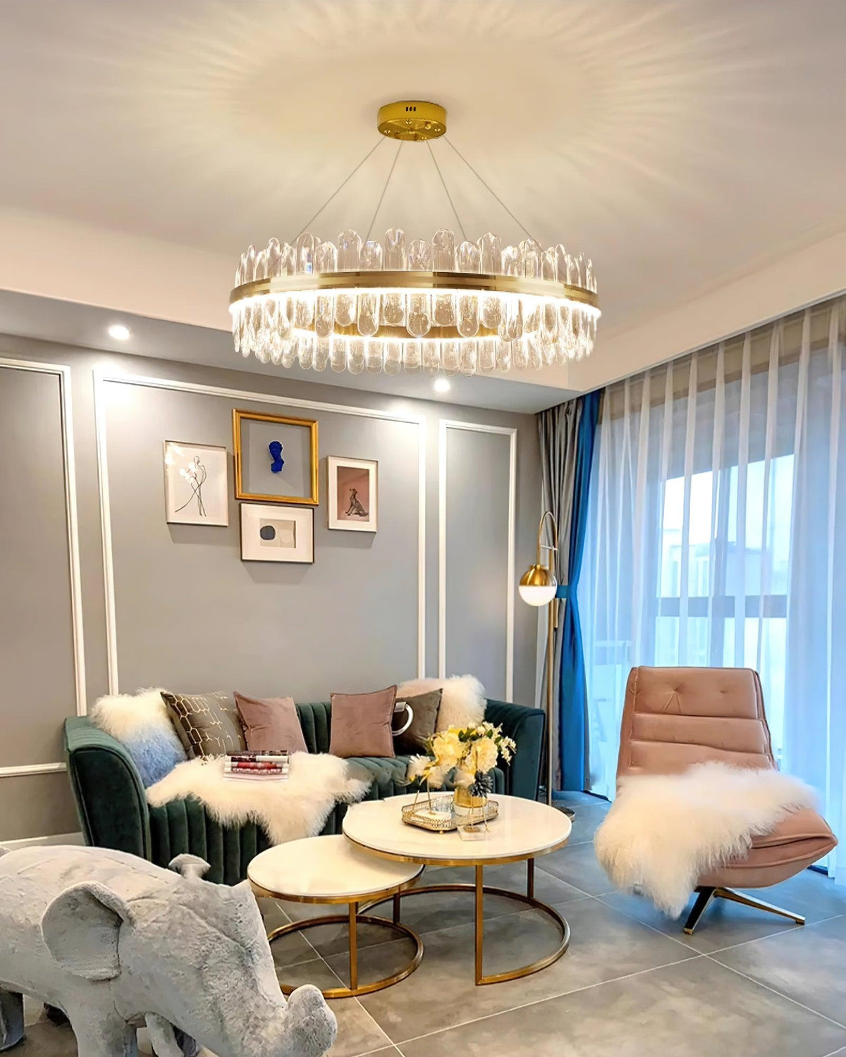 Candeeiro de teto luxuoso pós-moderno de cristal Xoriel