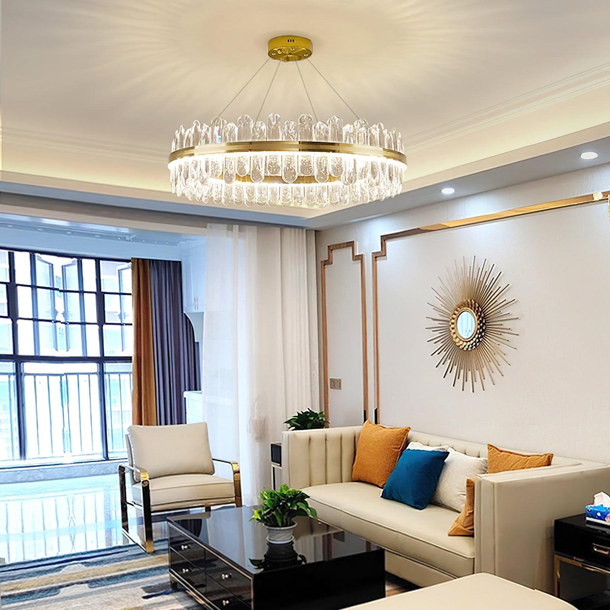 Candeeiro de teto luxuoso pós-moderno de cristal Xoriel