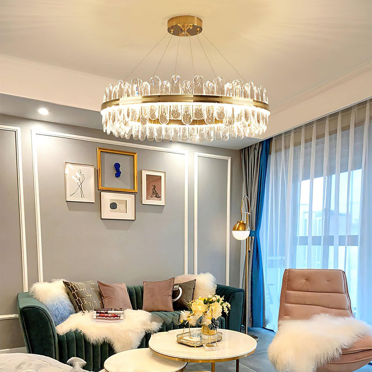 Candeeiro de teto luxuoso pós-moderno de cristal Xoriel