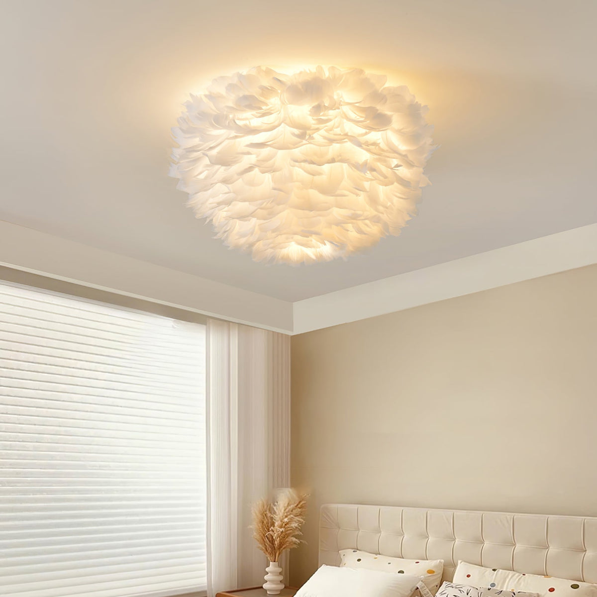 Zalore eksklusiv nordisk kunstnerisk loftlampe med fjer