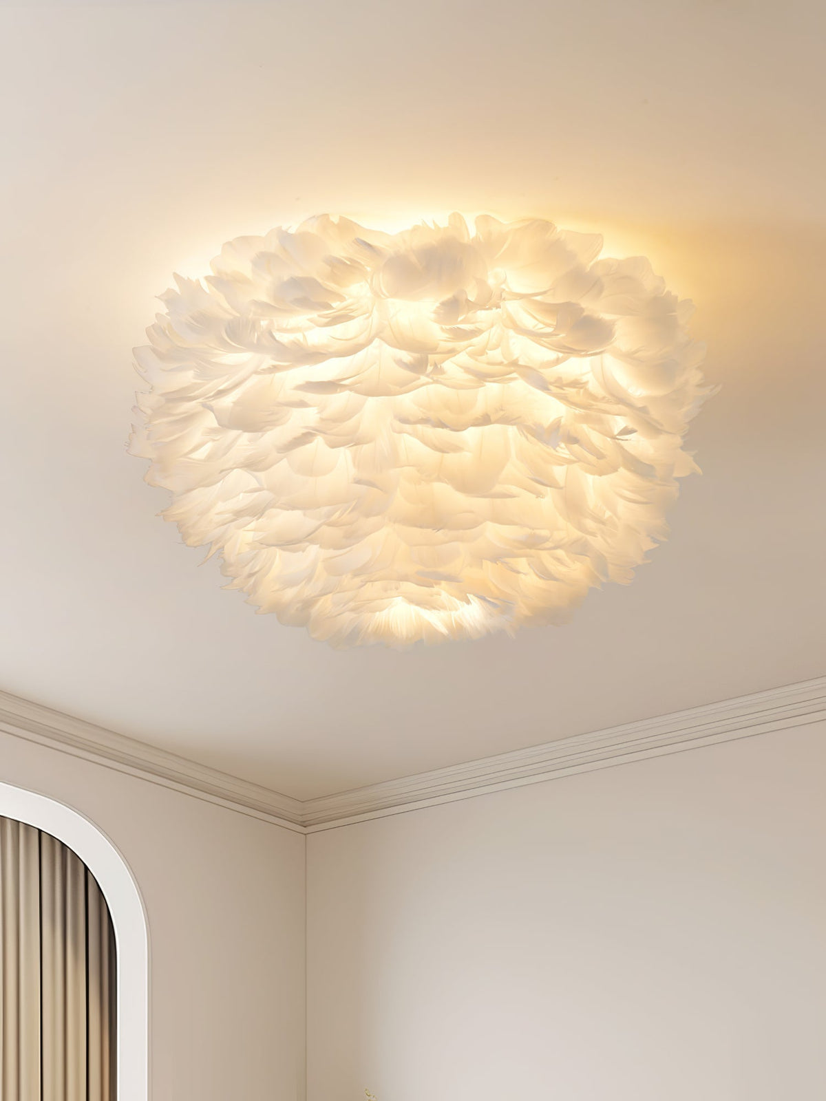 Zalore eksklusiv nordisk kunstnerisk loftlampe med fjer