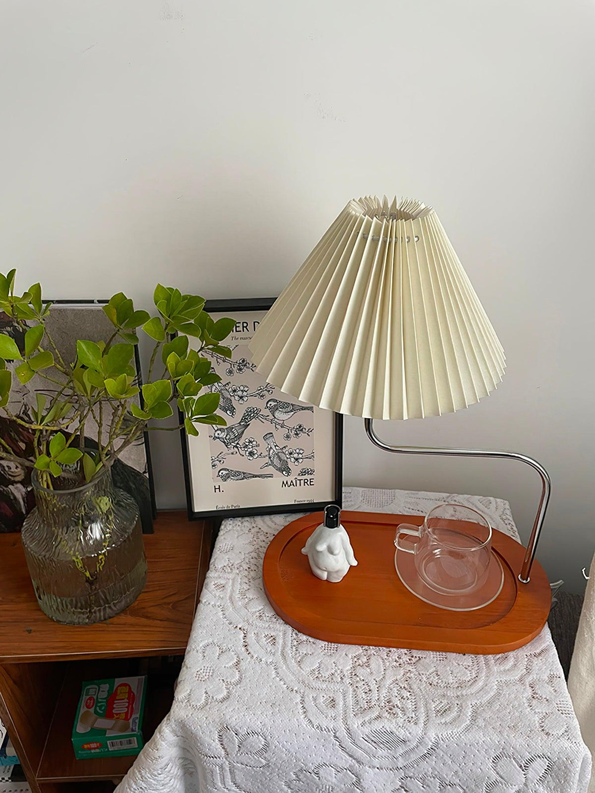Candeeiro de mesa artístico de madeira e tecido Ornelle