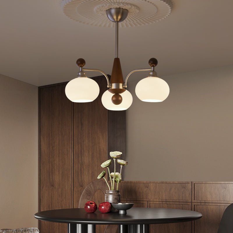 Ivloria traditionel elegant orbitformet lysekrone i træ og glas