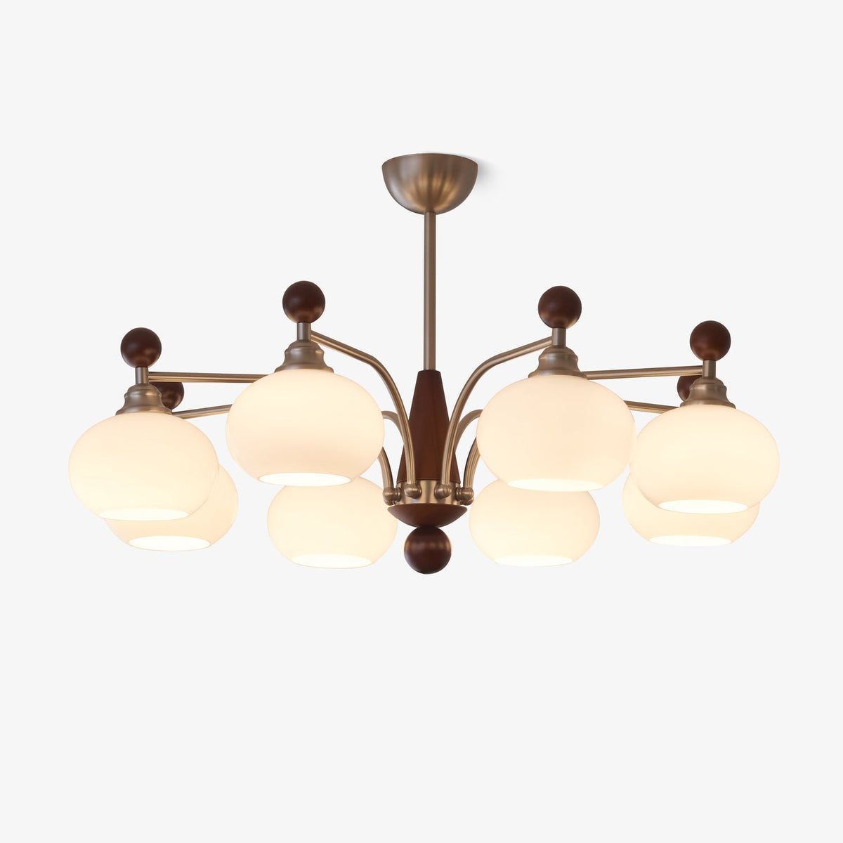 Ivloria traditionel elegant orbitformet lysekrone i træ og glas