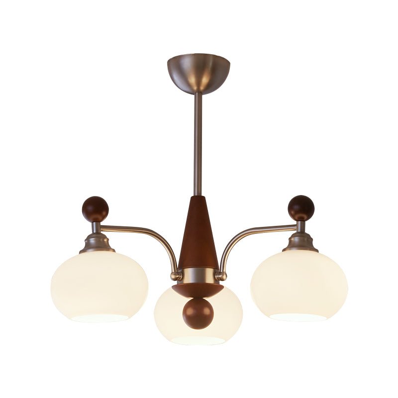 Ivloria traditionel elegant orbitformet lysekrone i træ og glas