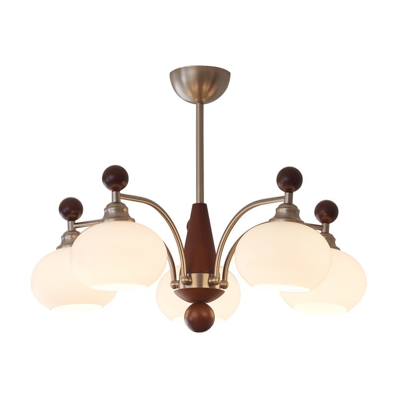 Ivloria traditionel elegant orbitformet lysekrone i træ og glas