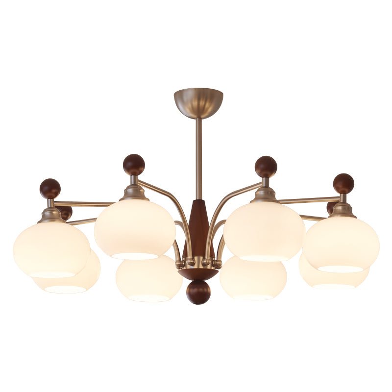 Ivloria traditionel elegant orbitformet lysekrone i træ og glas