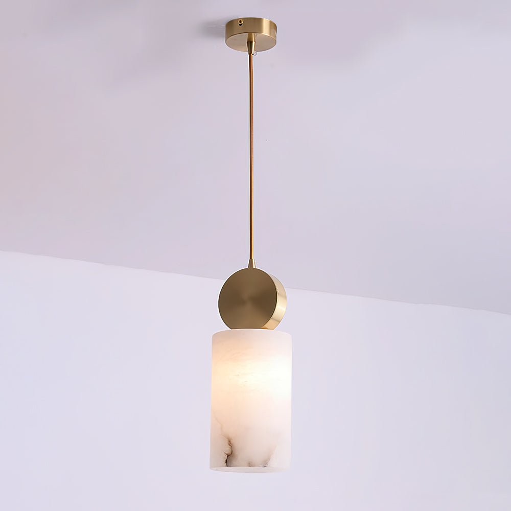 Salen pendellampa i alabaster och mässing