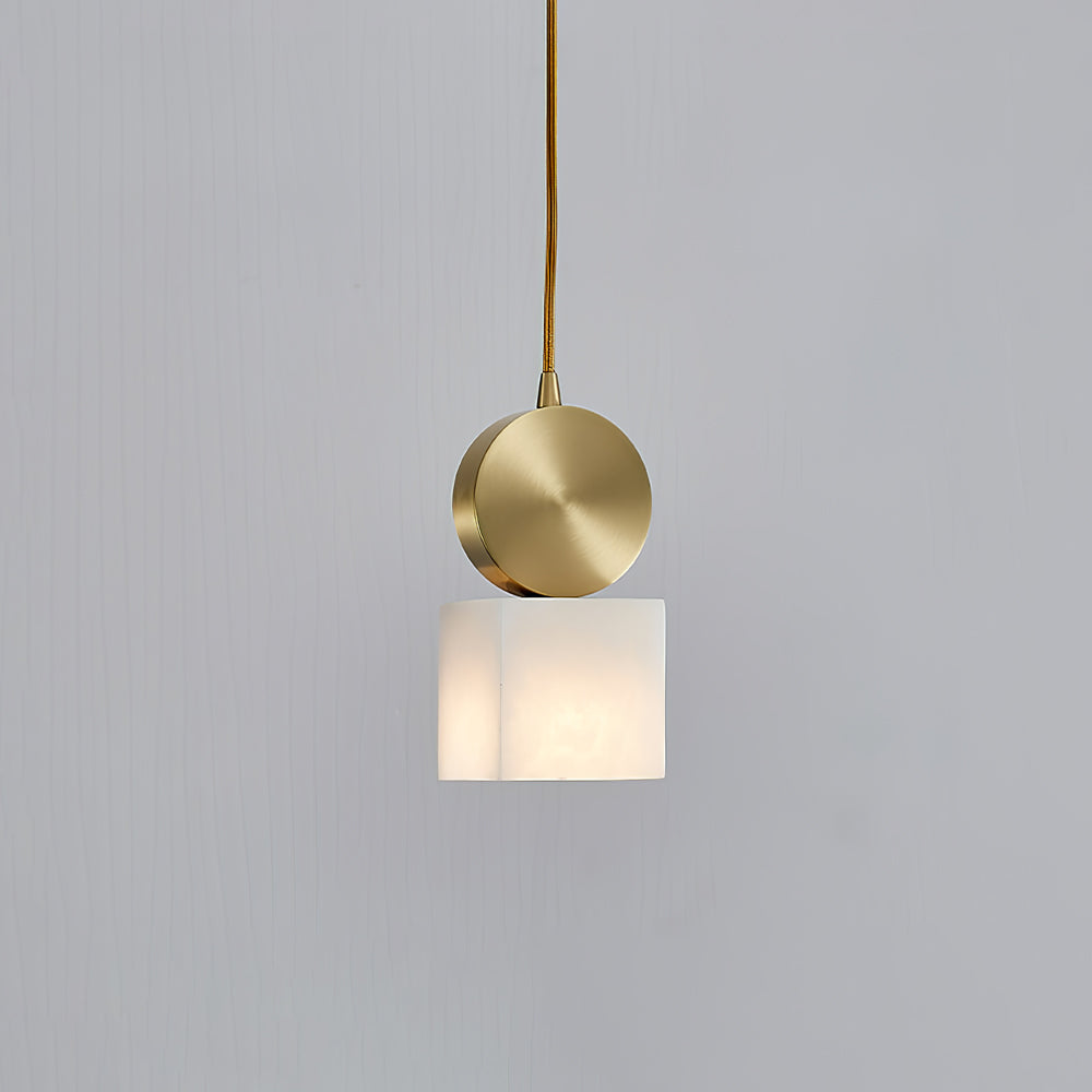 Salen pendellampa i alabaster och mässing