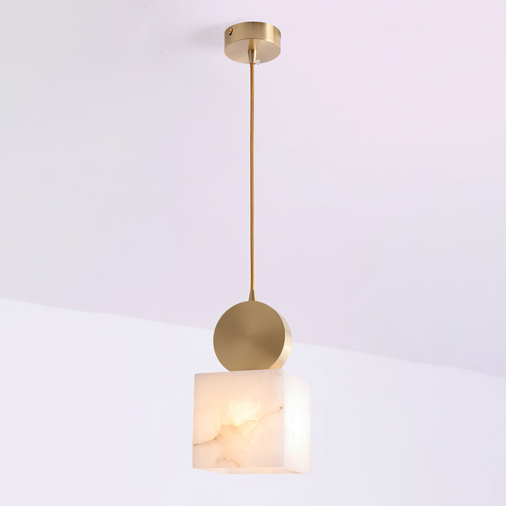 Salen pendellampa i alabaster och mässing