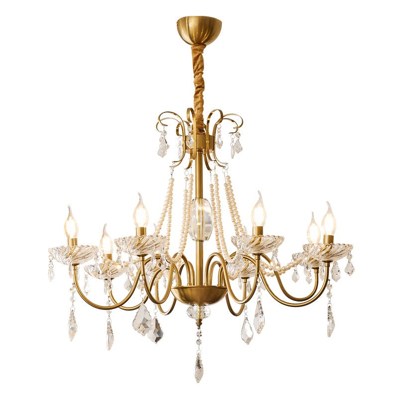 Candelabro Evaria tradicional de luxo em cristal com pérolas