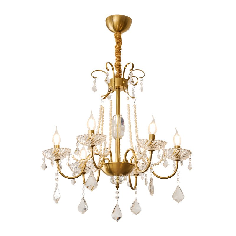 Candelabro Evaria tradicional de luxo em cristal com pérolas