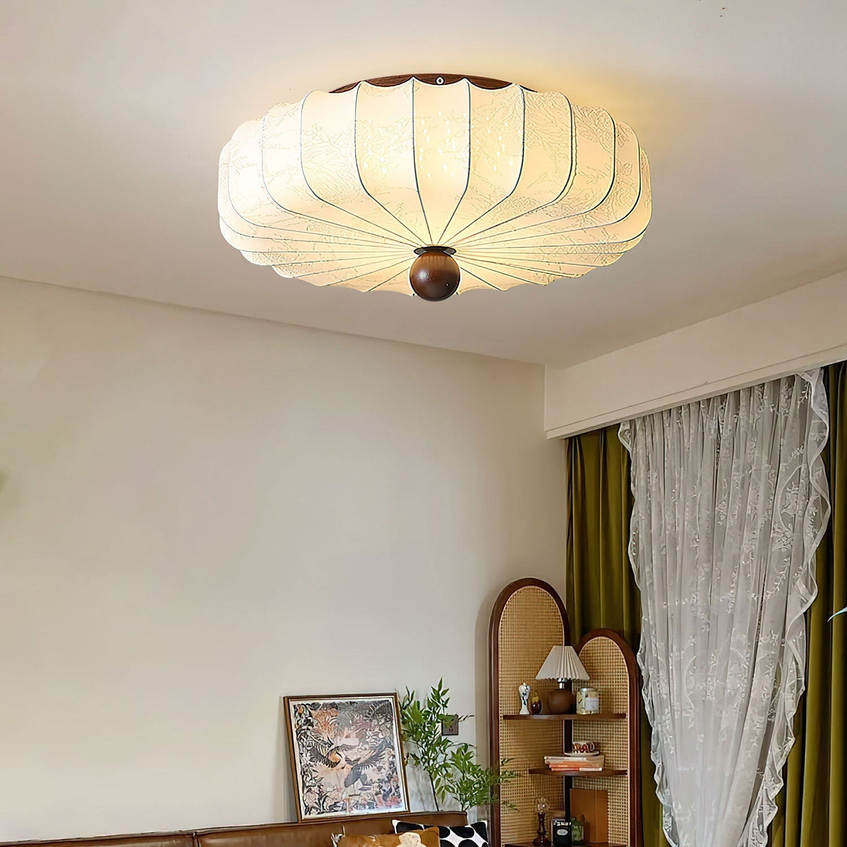 Lotus stilfuld loftlampe i stof