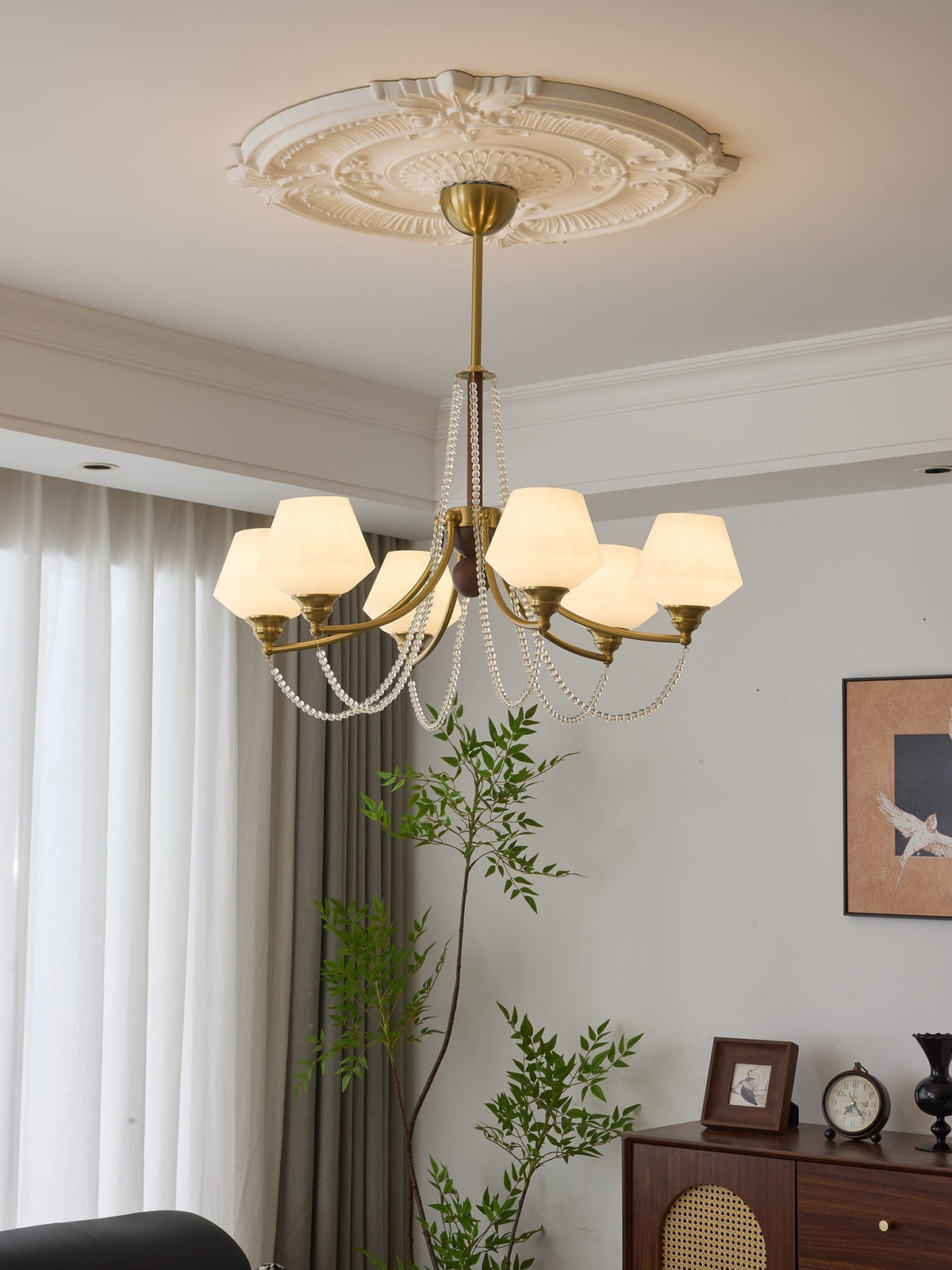Othaus traditionel elegant vintagekrystallsekrone i træ