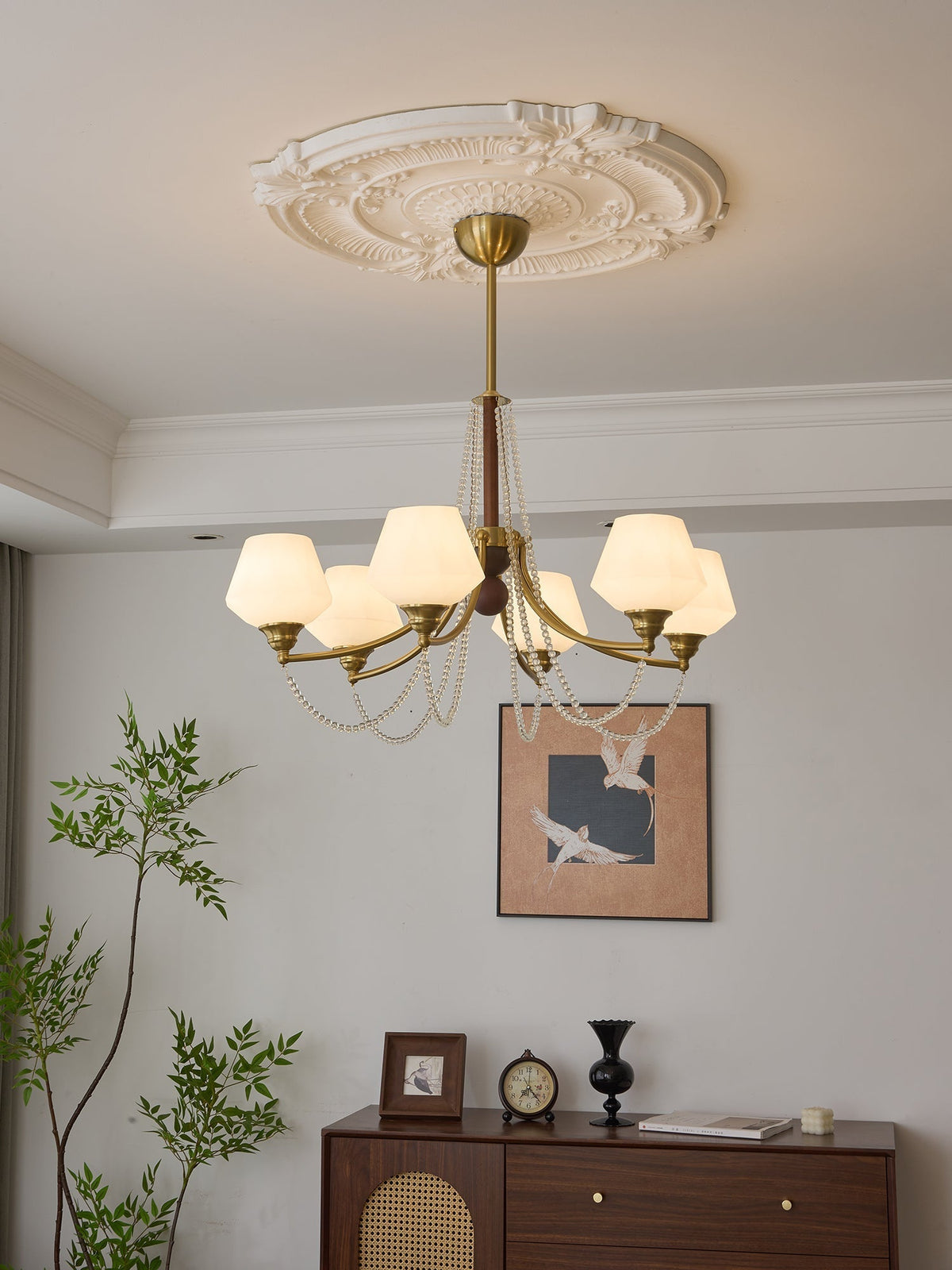 Othaus traditionel elegant vintagekrystallsekrone i træ