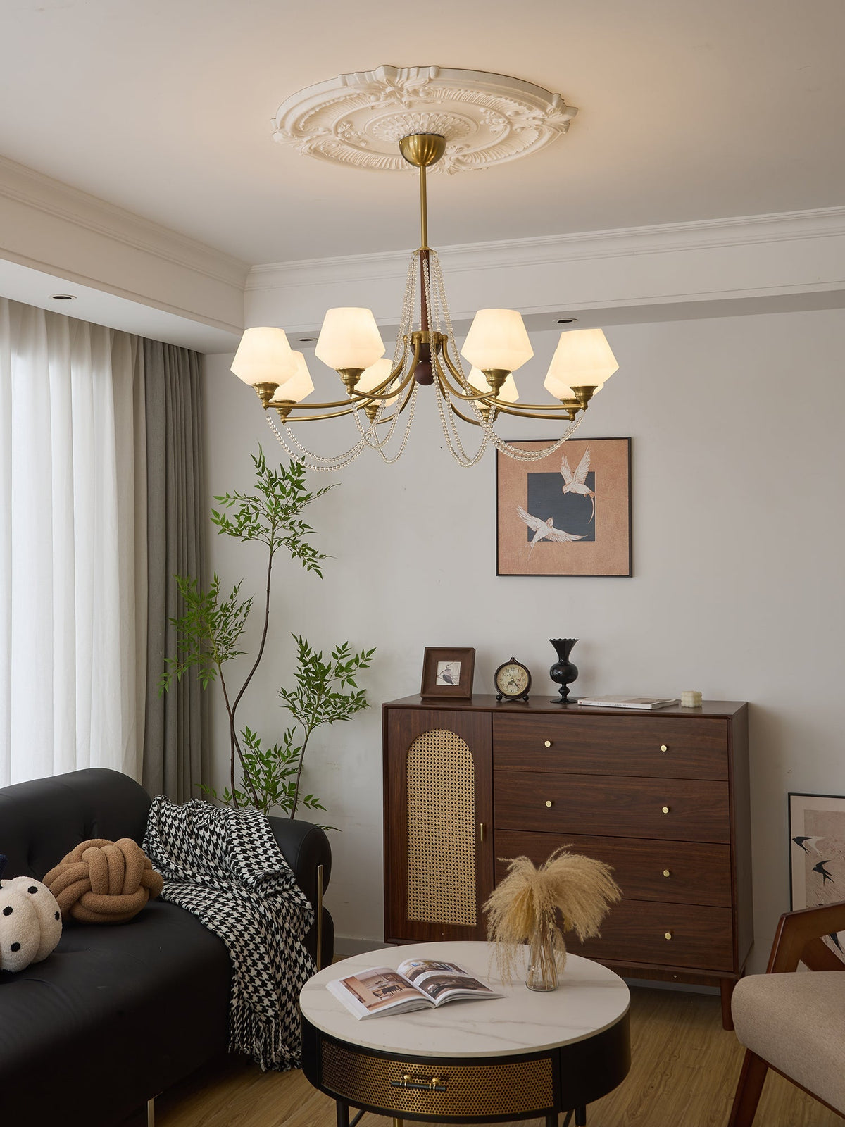 Othaus traditionel elegant vintagekrystallsekrone i træ