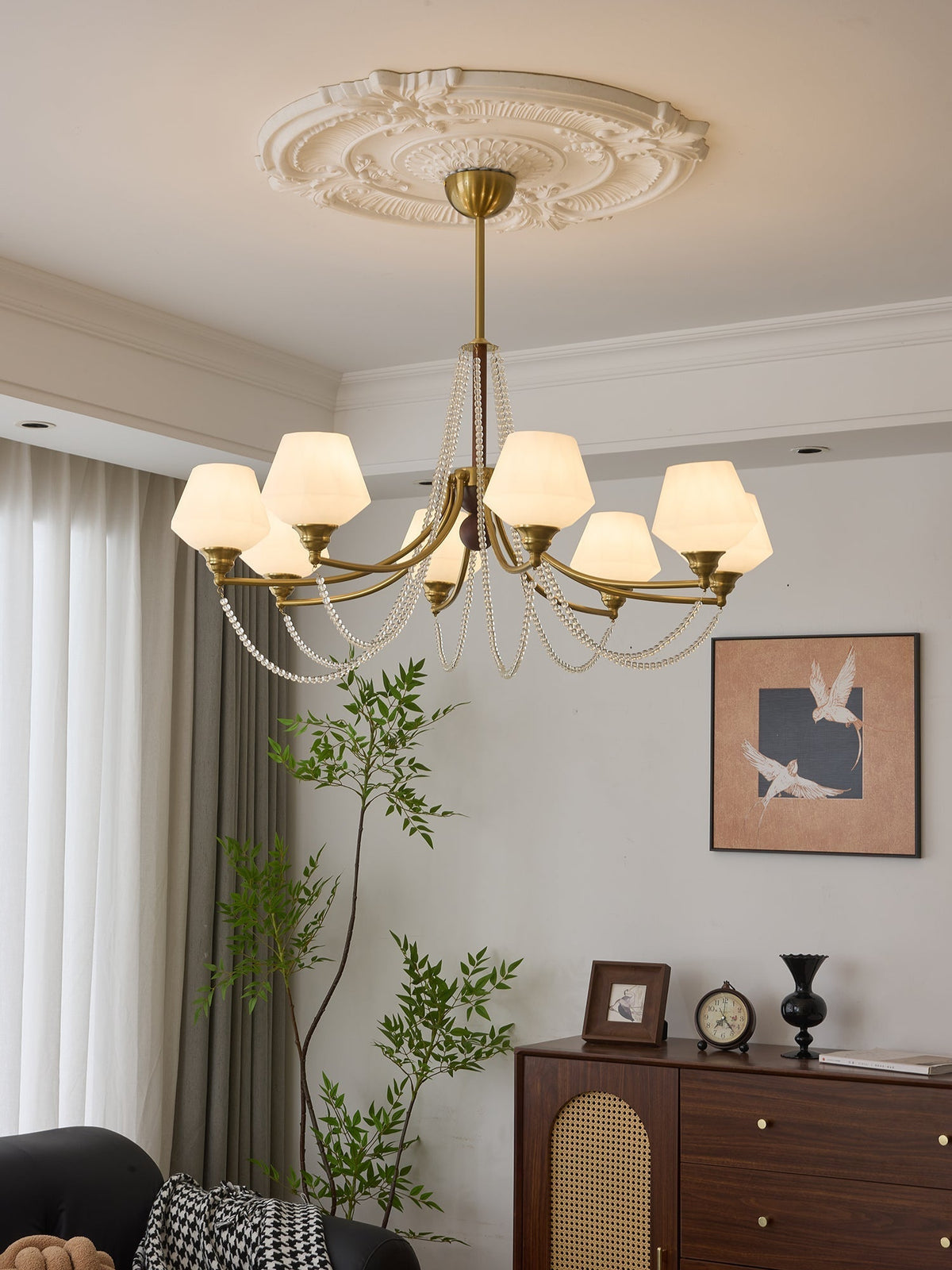 Othaus traditionel elegant vintagekrystallsekrone i træ