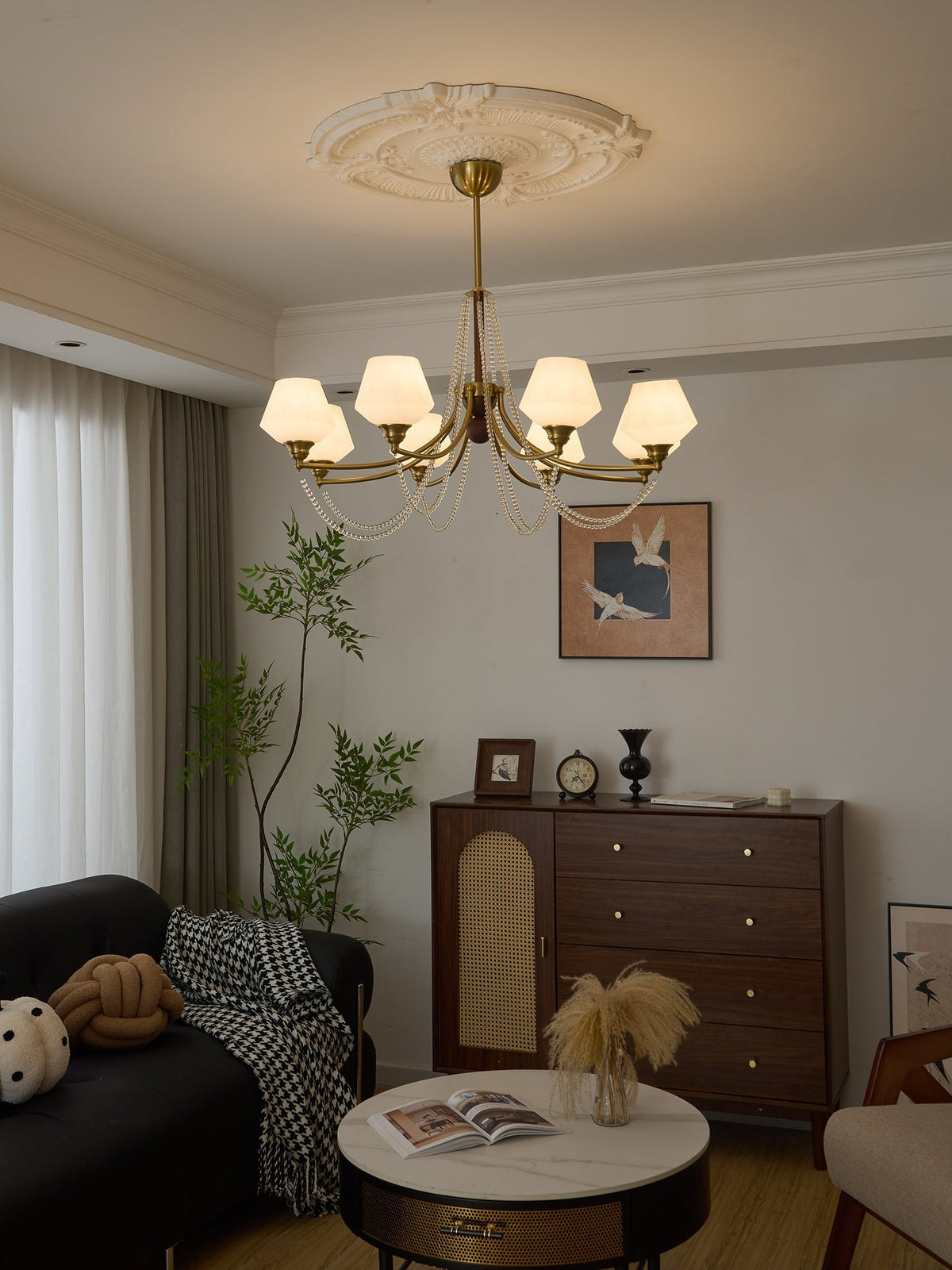 Othaus traditionel elegant vintagekrystallsekrone i træ
