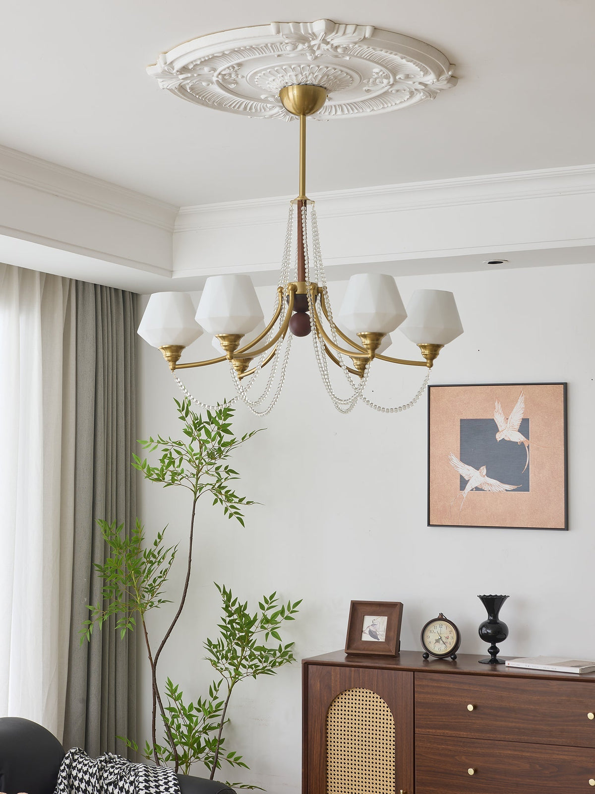 Othaus traditionel elegant vintagekrystallsekrone i træ