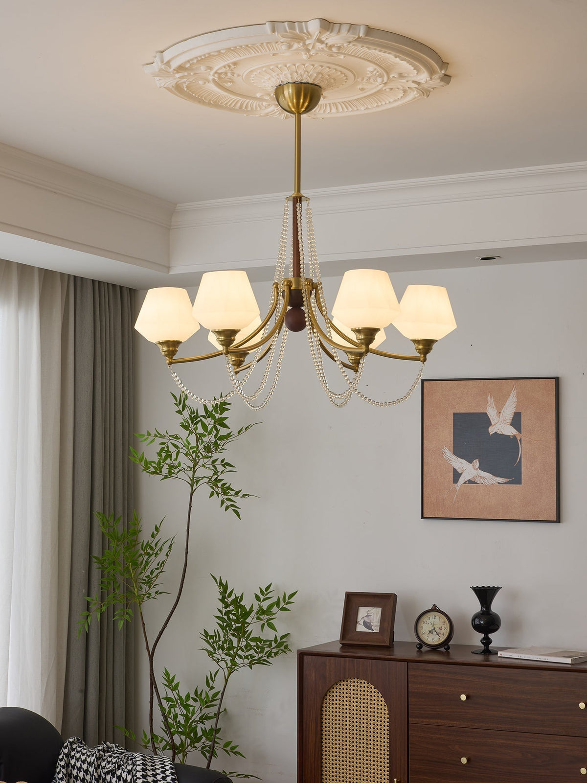 Othaus traditionel elegant vintagekrystallsekrone i træ