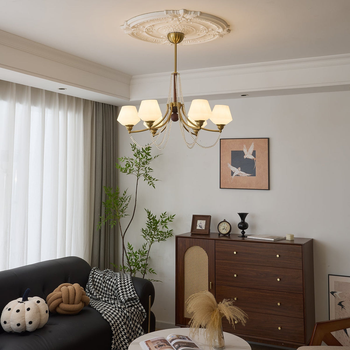 Othaus traditionel elegant vintagekrystallsekrone i træ