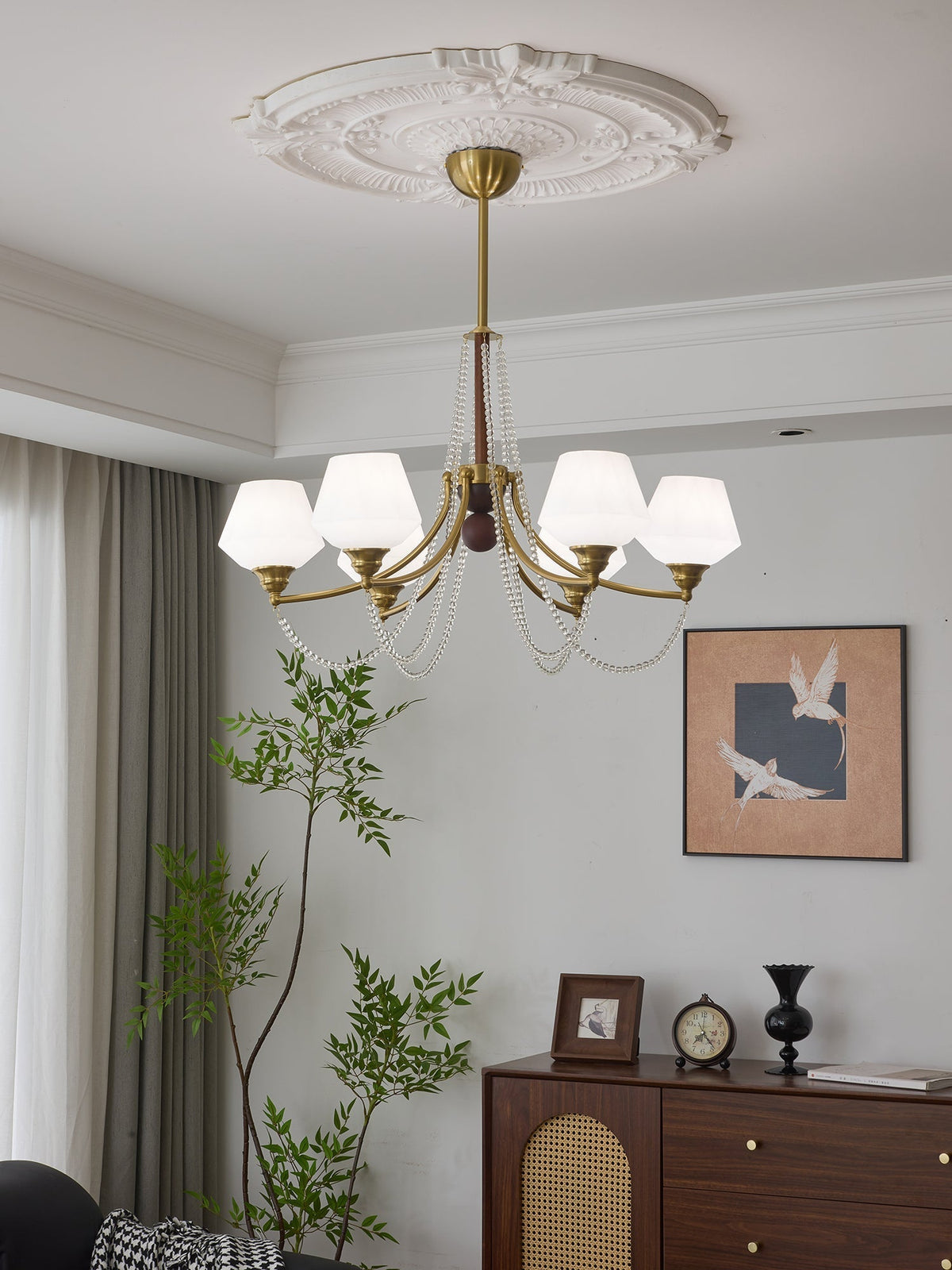 Othaus traditionel elegant vintagekrystallsekrone i træ