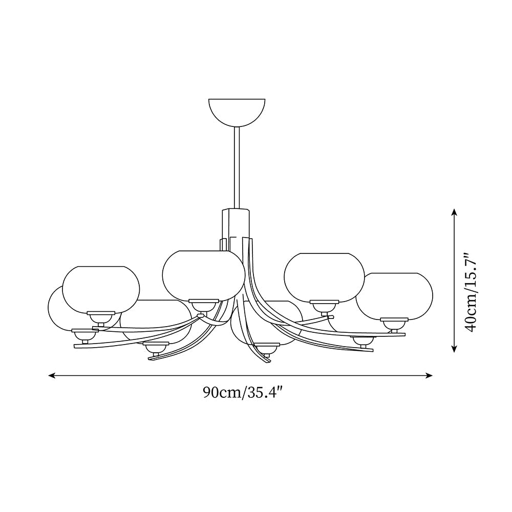 Candelabro com 6 luzes e globos de vidro âmbar Vira