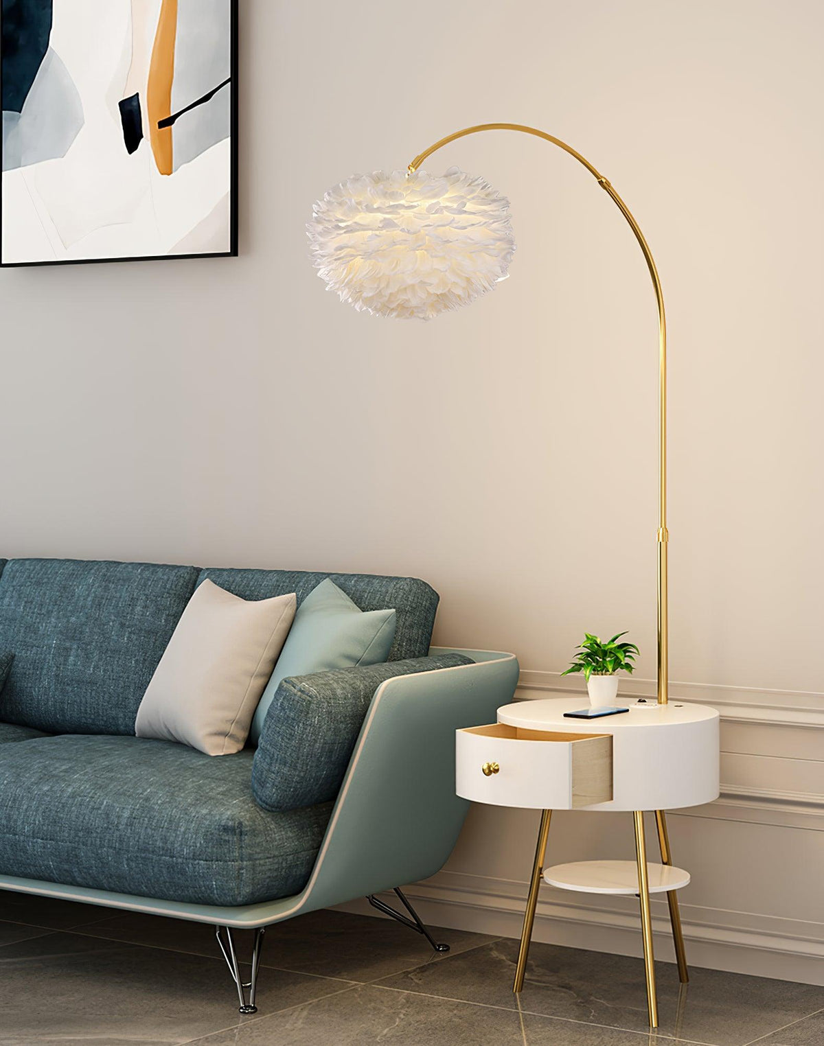 Navoic golvlampa i marmor och trä