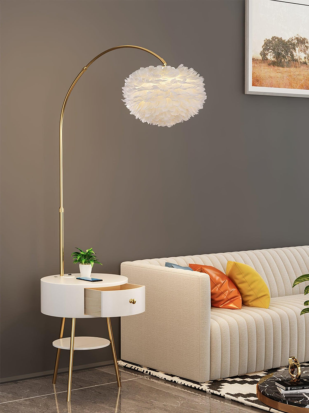 Navoic golvlampa i marmor och trä