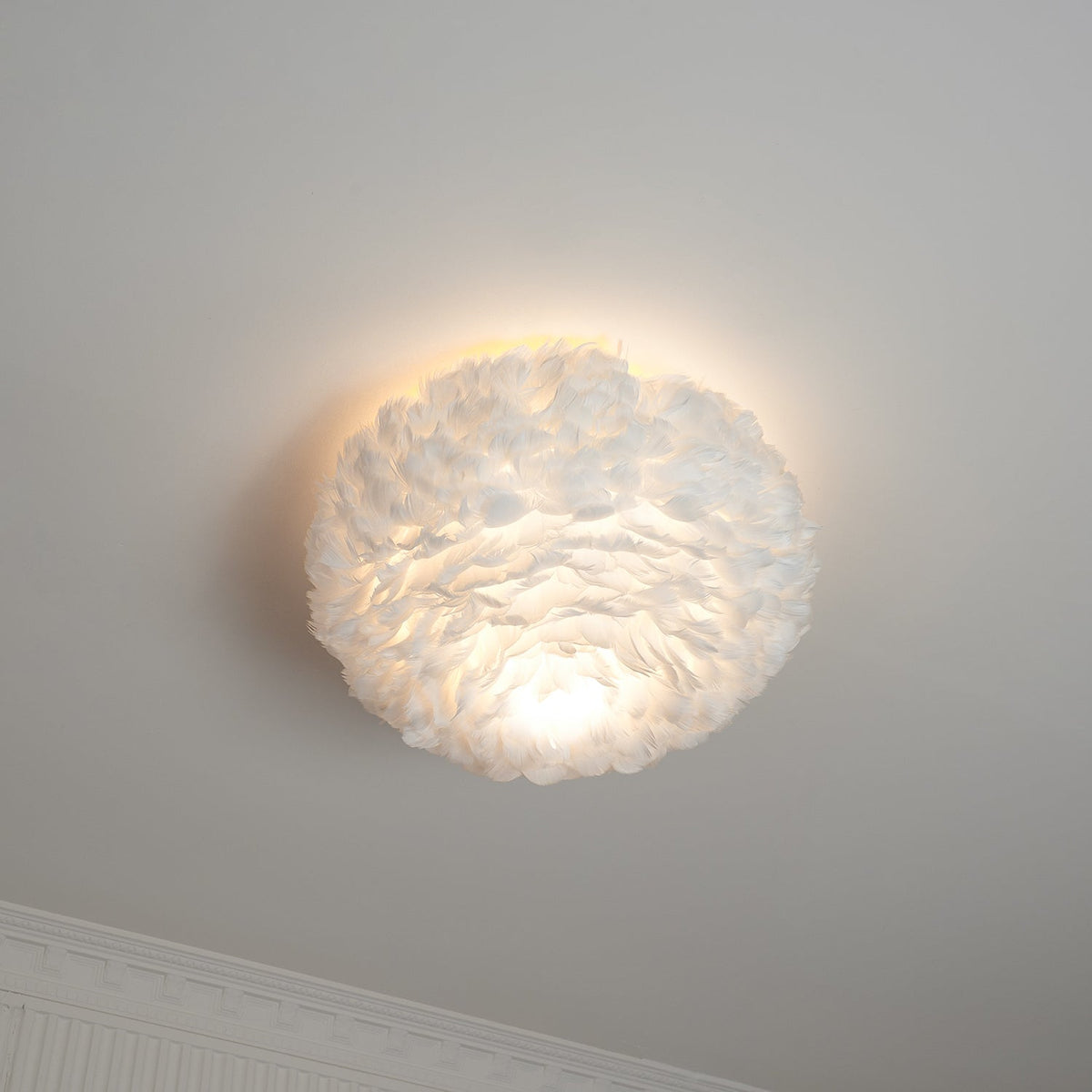 Zalore eksklusiv nordisk kunstnerisk loftlampe med fjer