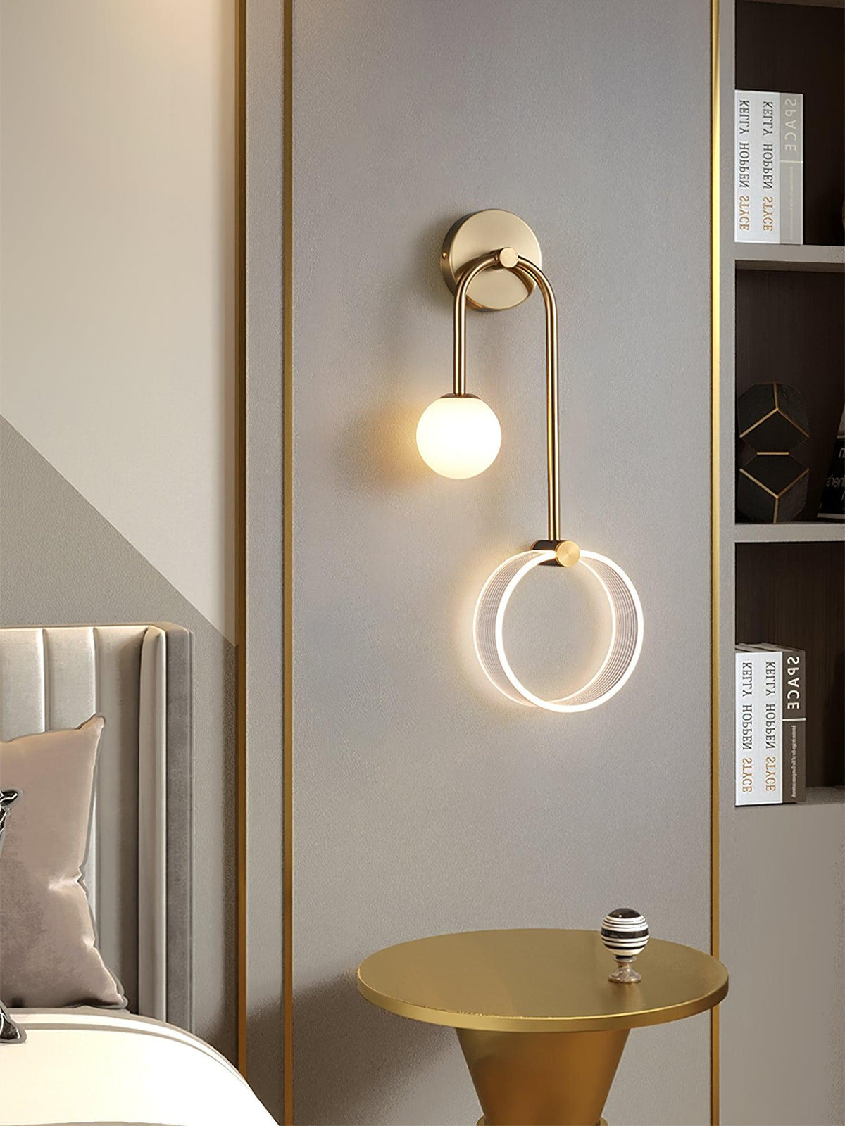 Aplique de parede Warren moderno e minimalista em latão com LED