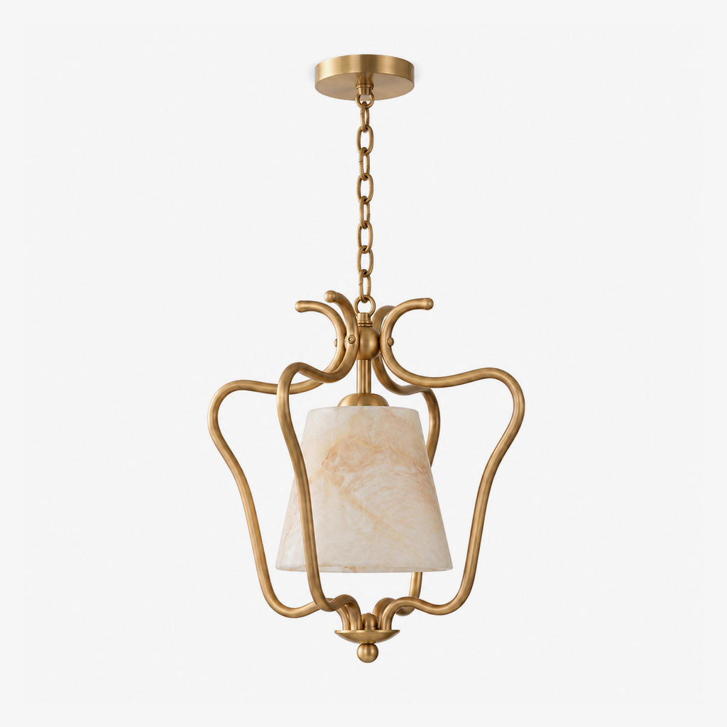Pembermere pendel-lampe i alabast som lanterne