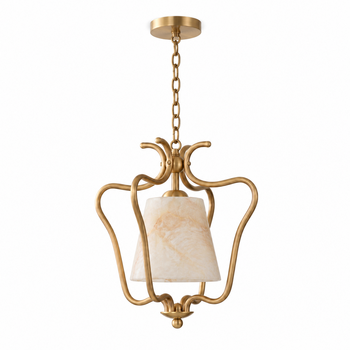 Pembermere pendel-lampe i alabast som lanterne