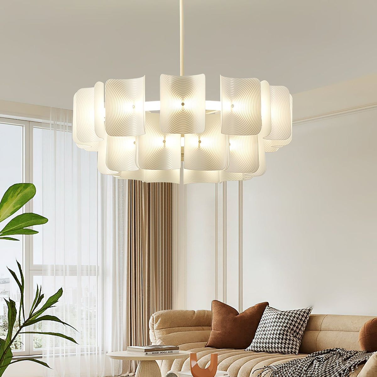 Seliriel LED-lysekrone med fingeraftryksmønster