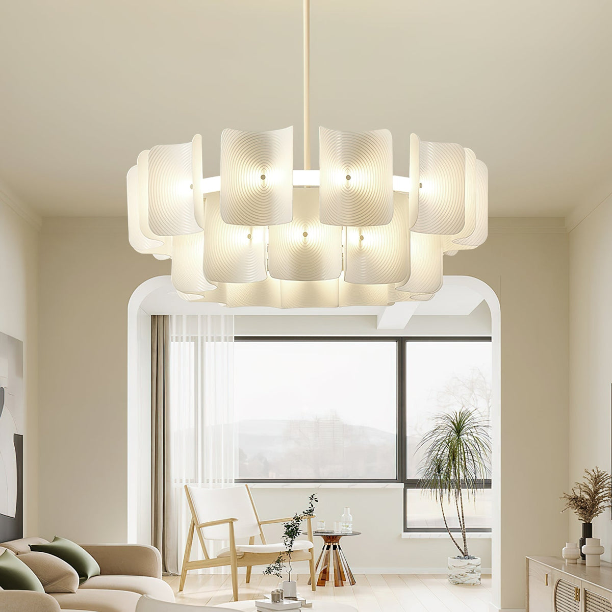Seliriel LED-lysekrone med fingeraftryksmønster