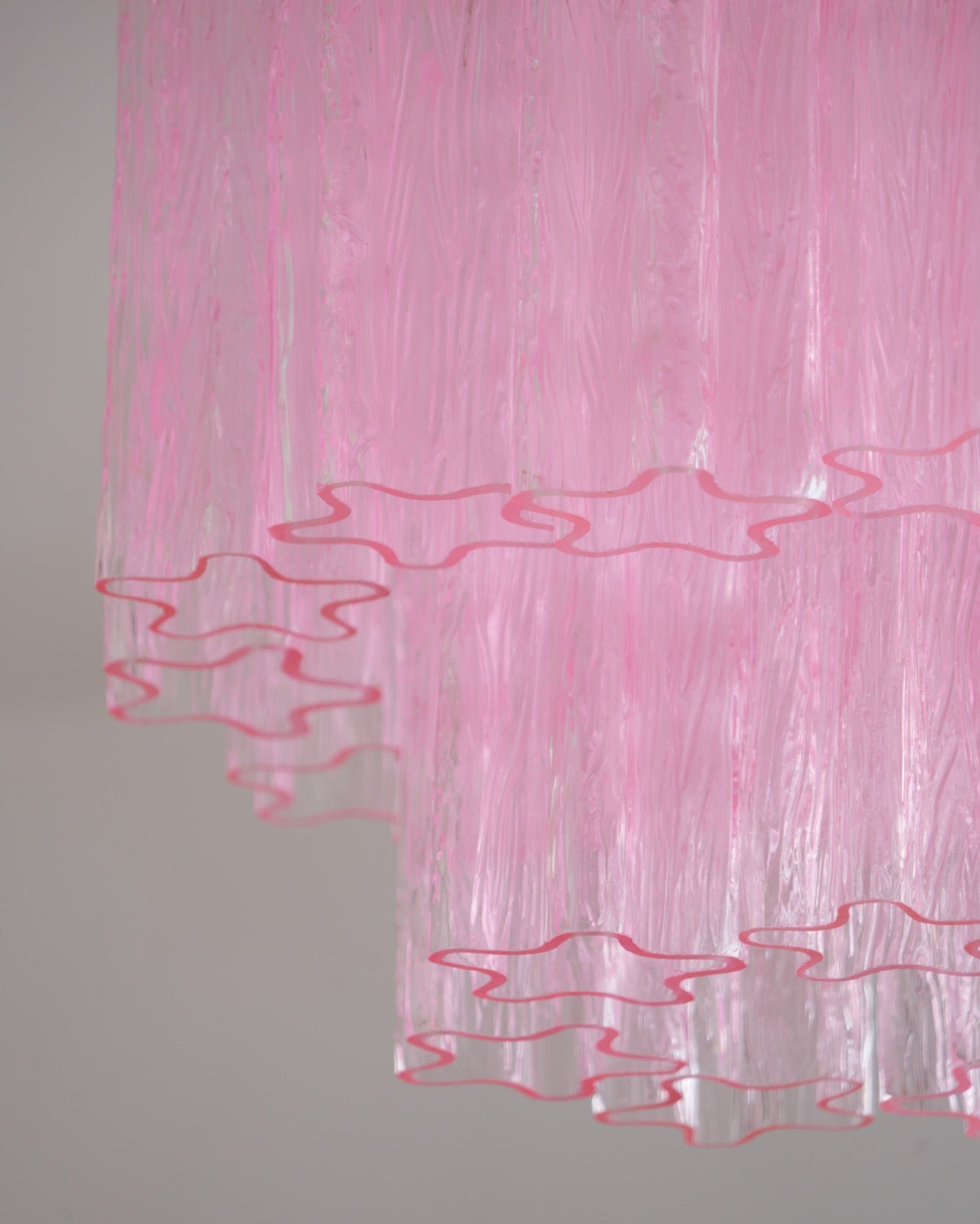 Candeeiro de teto Eiriel cor-de-rosa, em vidro Murano, em camadas, moderno, rente ao teto