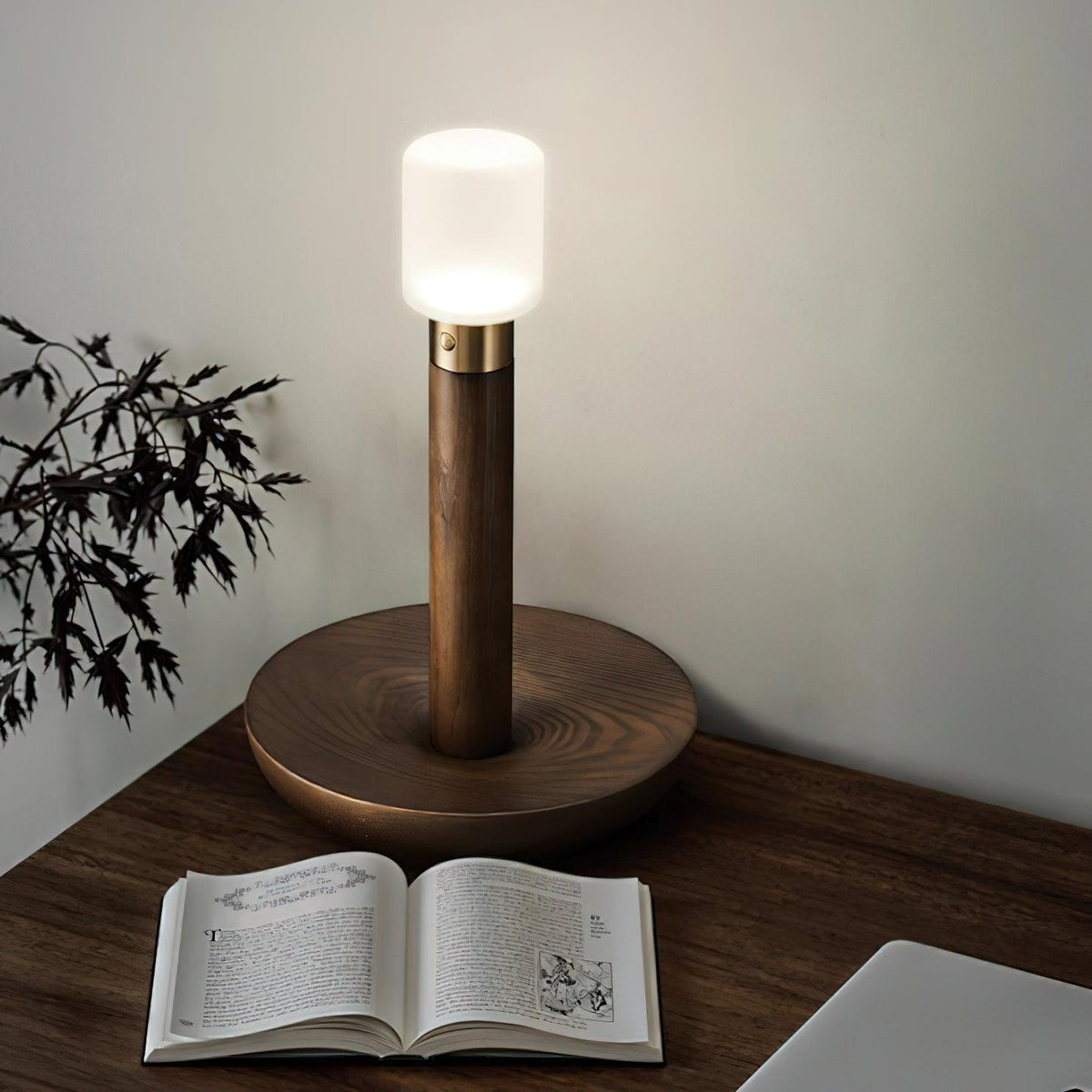 Candeeiro de mesa Lumaice minimalista em madeira